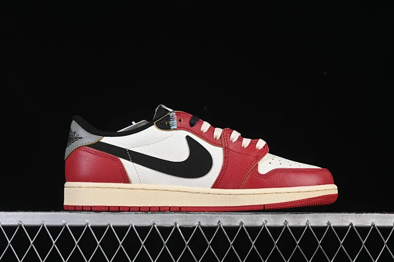 All categories Air Jordan Jordan series basketball shoes Air Jordan 1 Low Air Jordan 1 Low AJ1 Joe 1 UN white and red low-top cultural and casual sneakers HQ6998-600